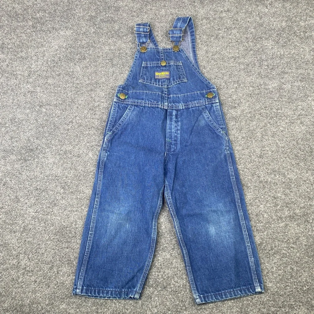 Vintage OshKosh B'gosh Vestbak Blue Denim Overalls Made in USA Toddler 4T